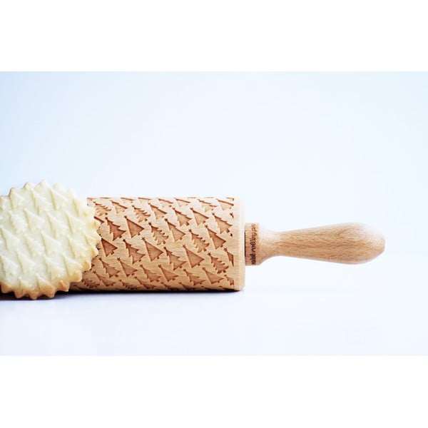 Rullo di pasta in legno con rilievi natalizi Trees - Valek-image-1