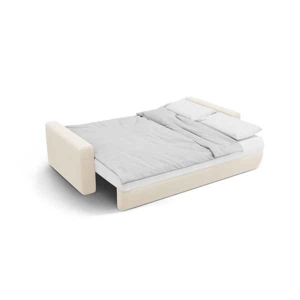 Divano beige allungabile con contenitore e rivestimento in velluto 238 cm Belfast – Cosmopolitan Design-image-4