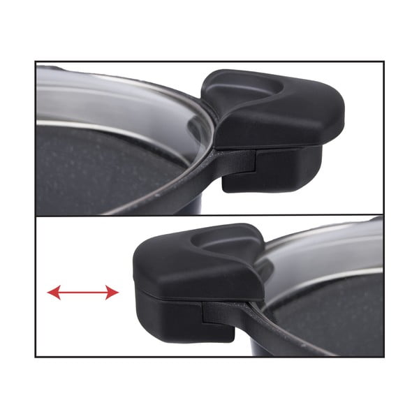 Pentola antiaderente Pfluon Granit con coperchio in vetro Pasta , 5,5 l Grande - Orion-image-4