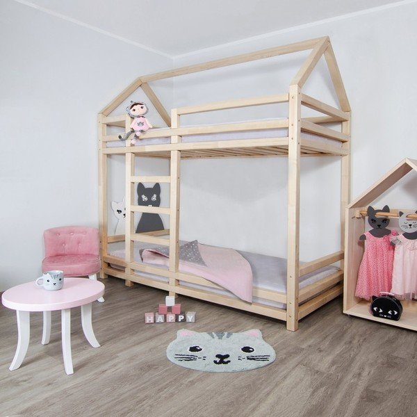 Letto a castello in legno di abete naturale Twiny, 90 x 200 cm - Benlemi