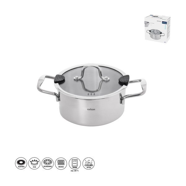 Casseruola in acciaio inox con coperchio incluso 3 l Venice – Orion-image-3