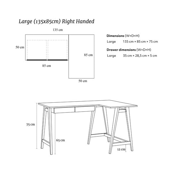 Tavolo da lavoro con piano bianco 85x135 cm Luka - Ragaba-image-4