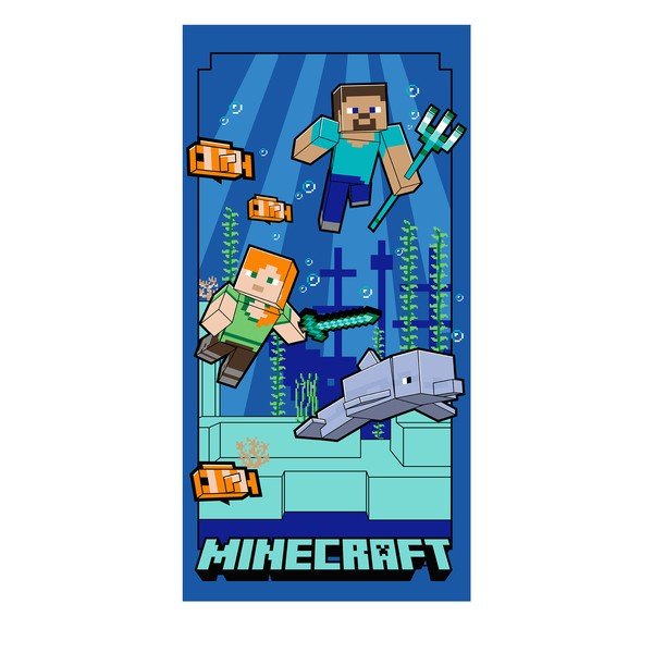 Asciugamano per bambini blu in microfibra 70x140 cm Minecraft "Underwater Fun" – Jerry Fabrics