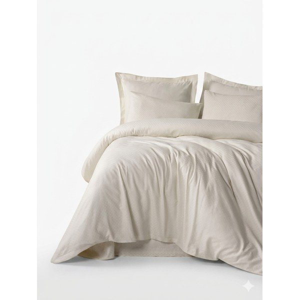 Set copripiumino e federa beige in cotone renforcé per letto singolo 140x200 cm Checkered – Mila Home Luxury