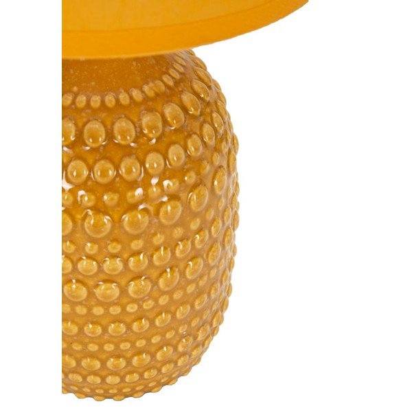 Lampada da tavolo color senape in ceramica con paralume in tessuto (altezza totale 30,5 cm) Points – Mauro Ferretti-image-2