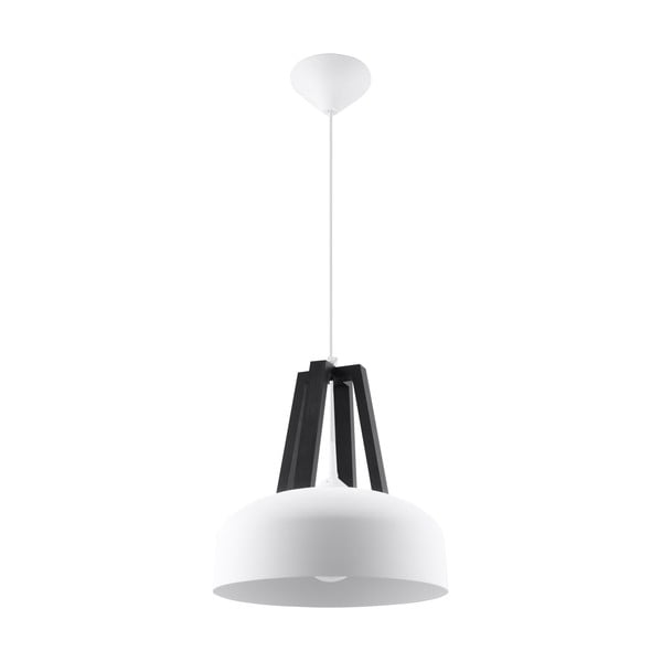 Apparecchio a sospensione bianco-nero con paralume in legno/metallo ø 30 cm Olla - Nice Lamps