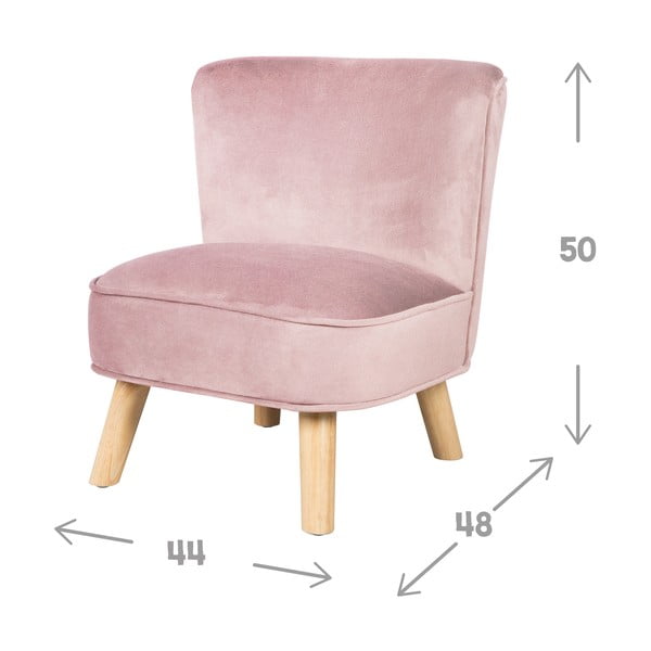 Sedia per bambini in velluto rosa chiaro Lil Sofa - Roba-image-3