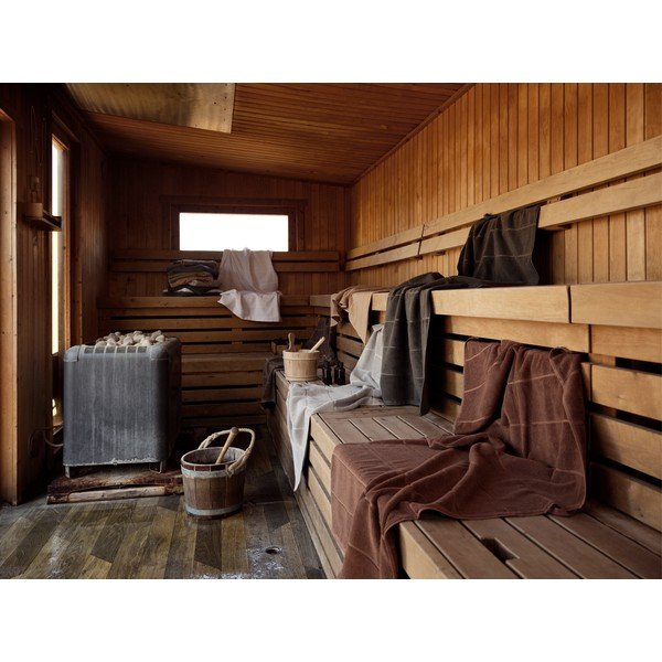 Asciugamano tipo terry marrone chiaro in cotone 70x140 cm Sauna – Zone-image-1