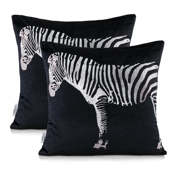 Set di 2 cuscini decorativi neri con zebra, 45 x 45 cm - AmeliaHome