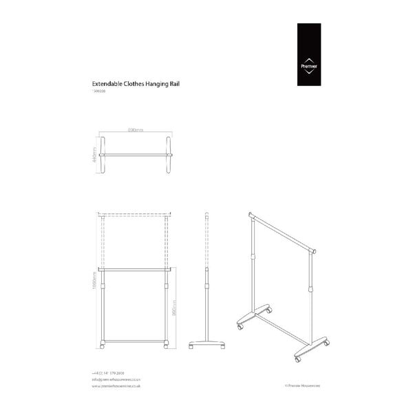 Stand appendiabiti argentato in metallo allungabile/su ruote – Premier Housewares-image-4