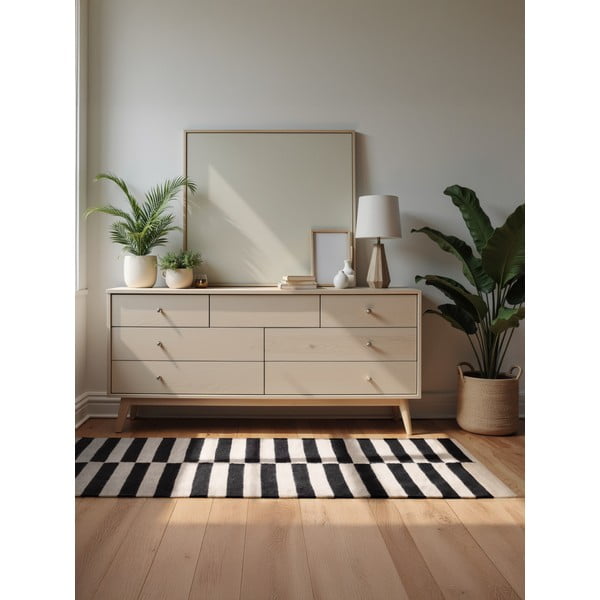 Tappeto bianco e nero in lana reversibile/tessuto a mano 80x150 cm Donna – Hanse Home-image-1