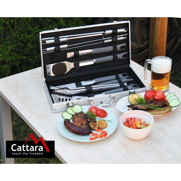 Set di 11 utensili per grigliate in custodia Alu Grey Line - Cattara-image-1