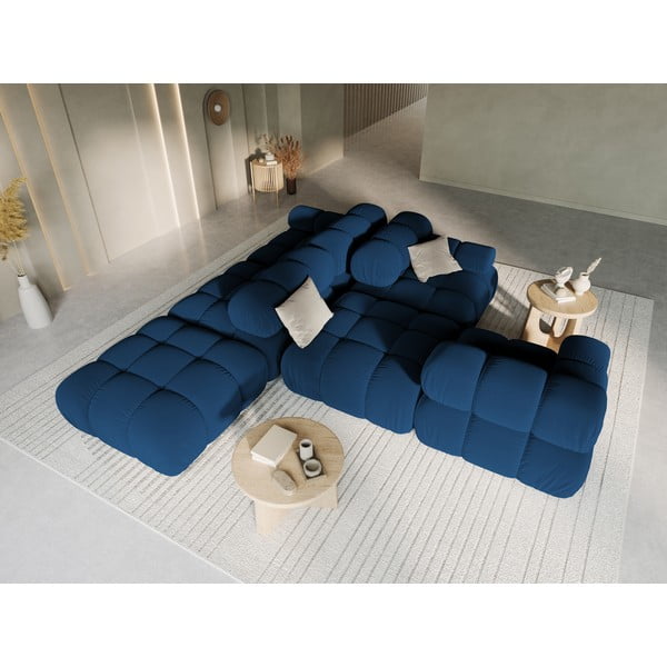 Divano in velluto blu 282 cm Bellis - Micadoni Home-image-1