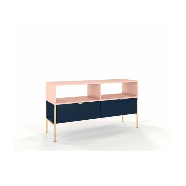 Cassettiera TV in rosa e blu navy Polka - Skandica-image-1