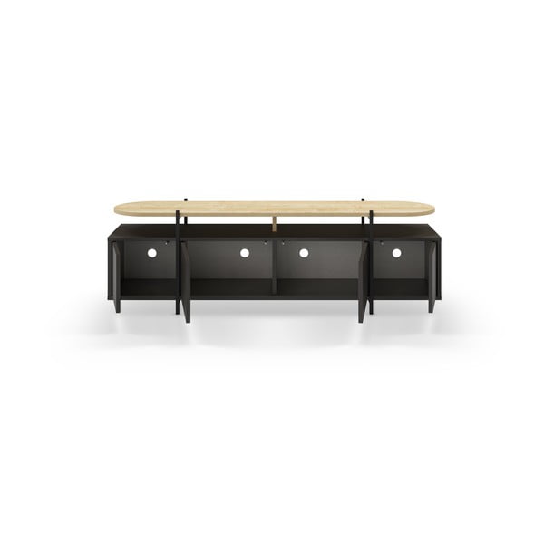 Tavolo TV nero in rovere 160x48 cm Hinoa - Marckeric-image-2