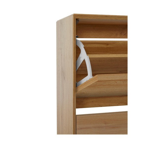 Scarpiera con ante a battente effetto rovere Ezra - Støraa-image-4