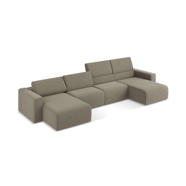Divano angolare marrone chiaro Kalea – Makamii-image-1