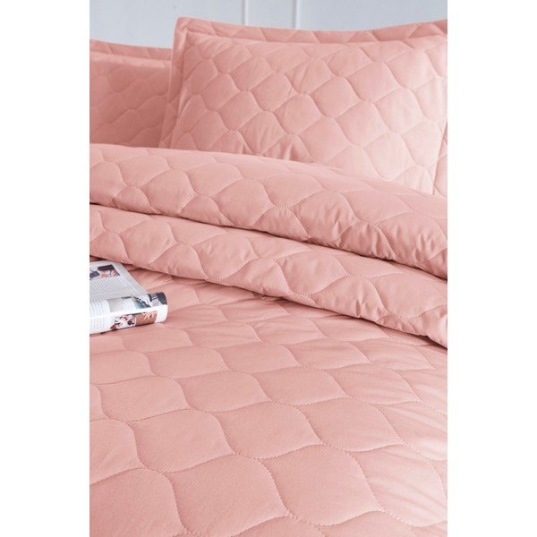 Copriletto rosa con federa in cotone ranzato EnLora Home Fresh, 180 x 225 cm Fresh Color - Mijolnir-image-1