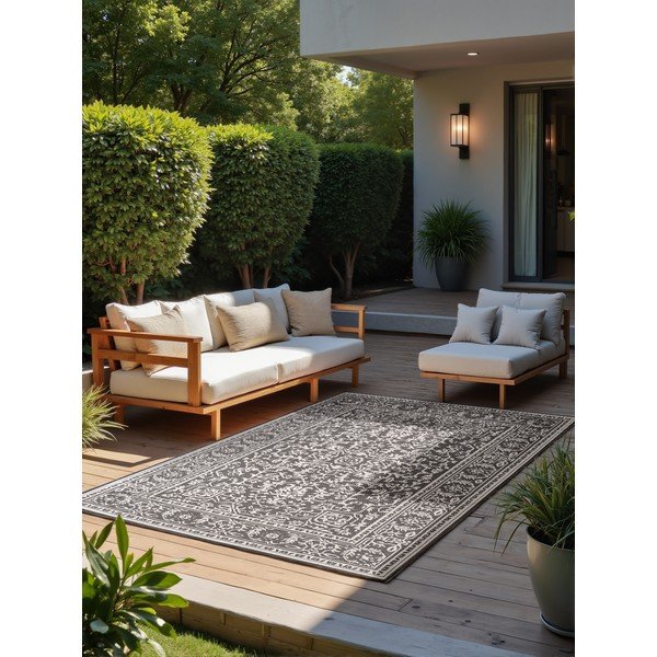 Tappeto da interno/esterno bianco e nero 200x290 cm Duet Kona – NORTHRUGS-image-2