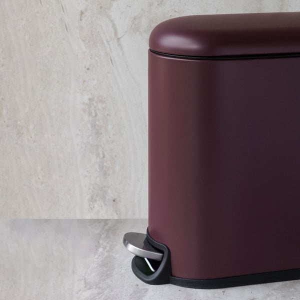 Cestino per la spazzatura viola scuro in metallo con pedale 5 l Mini Walther – Mette Ditmer Denmark-image-1