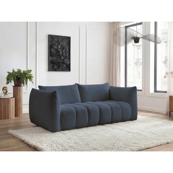 Divano blu scuro con rivestimento in bouclé 234 cm Azra – Bobochic Paris-image-1