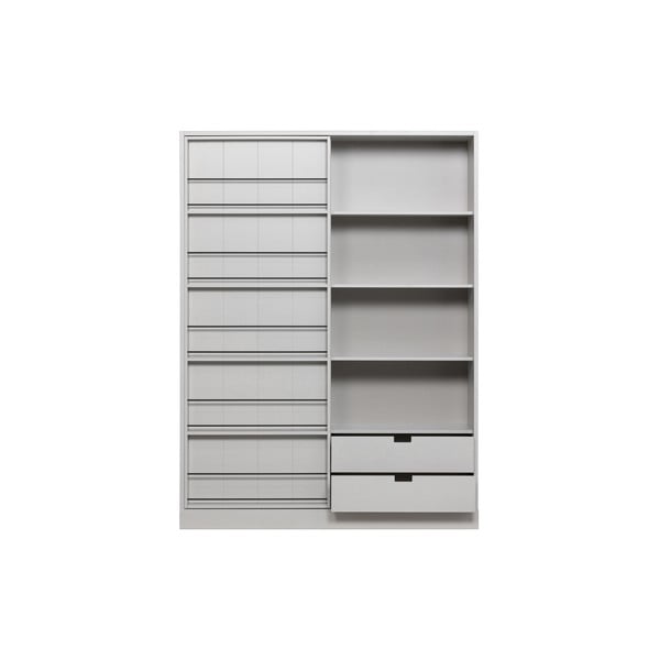 Libreria in legno di pino grigio chiaro con ante scorrevoli 150x200 cm Swing - WOOOD