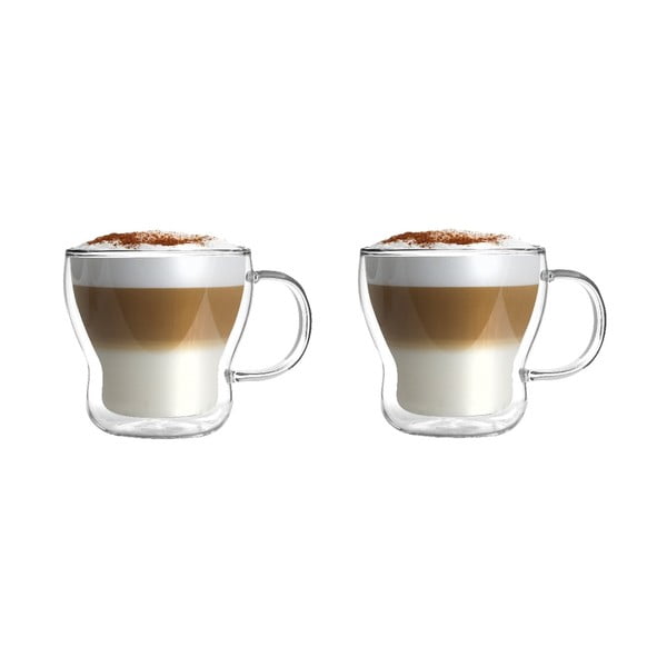Tazze in set per cappuccino/con parete doppia in vetro 2 pz 370 ml Bolla – Vialli Design-image-1