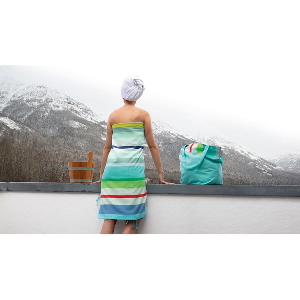 Borsa da spiaggia in cotone azzurro Laguna - Remember-image-2