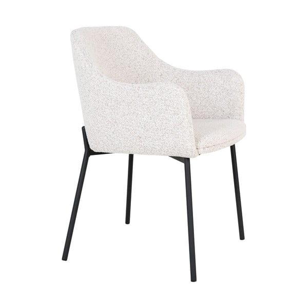 Sedia da pranzo bianca in imbottito con braccioli Melilla – House Nordic-image-3