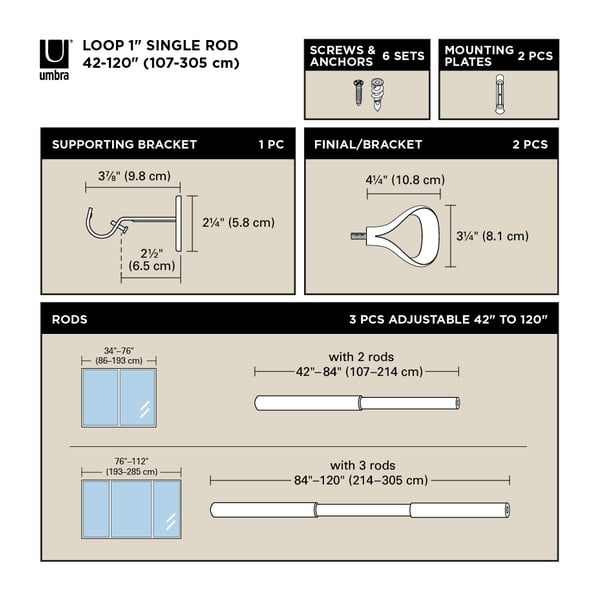 Mantovana estensibile in acciaio inox 107 - 305 cm Loop - Umbra-image-4