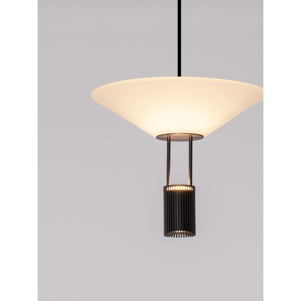 Lampadario LED nero opaco in alluminio con paralume in vetro acrilico ø 22 cm Anafi – Nova Luce-image-3