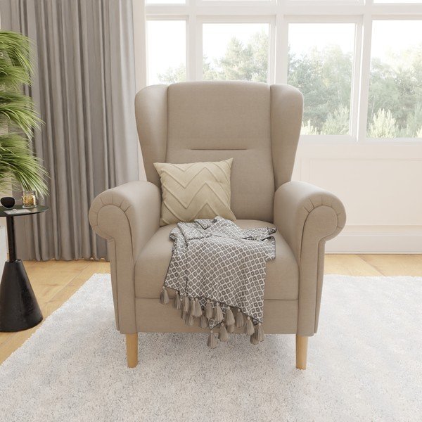 Poltrona con braccioli marrone chiaro Swan – Ropez-image-1