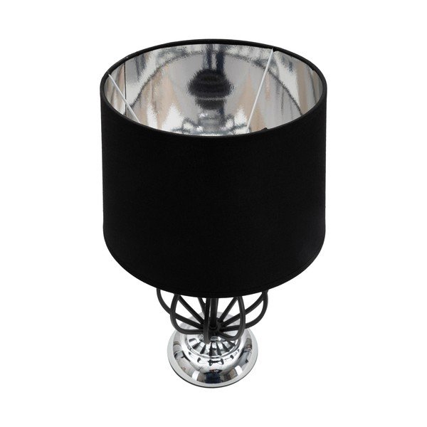 Lampada da tavolo con paralume in tessuto nero e argento (altezza 44,5 cm) Darky - Mauro Ferretti-image-2