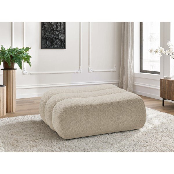 Poggiapiedi beige con rivestimento in bouclé Azra – Bobochic Paris-image-1