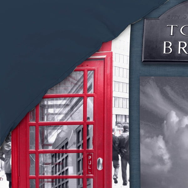 Set copripiumino e federa blu scuro in cotone per letto singolo 140x200 cm City London – douceur d'intérieur-image-3