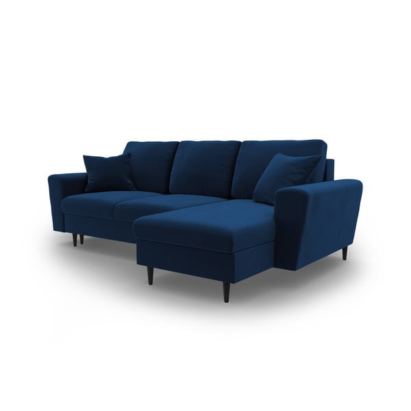 Divano angolare blu allungabile e con contenitore con rivestimento in velluto Kyoto – Cosmopolitan Design-image-4