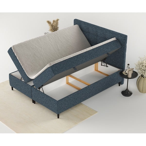 Letto boxspring blu scuro con contenitore 140x200 cm Urbaneo - Maison de Rêve-image-2