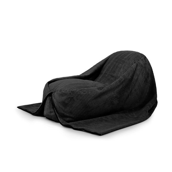 Pouf a sacco per bambini nero con rivestimento in velluto a coste Cocoon 120 – SLOWDOWN