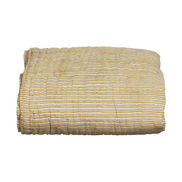 Copriletto in cotone color senape per letto matrimoniale 220x265 cm Chevron - BePureHome-image-3