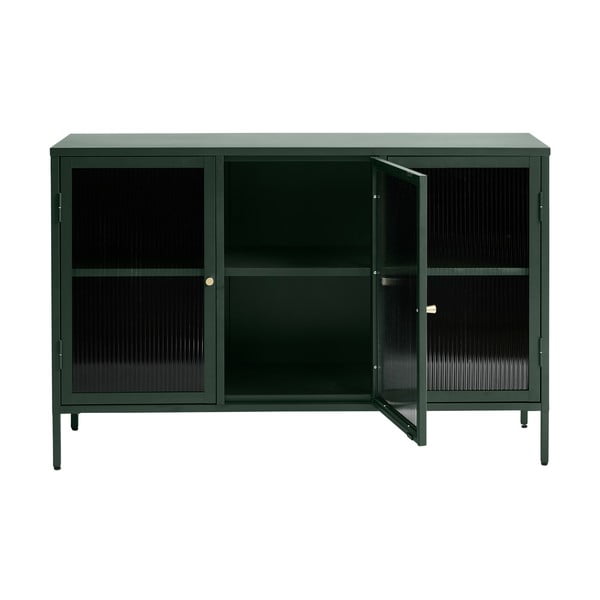 Vetrina in metallo verde Bronco, altezza 85 cm - Unique Furniture-image-1