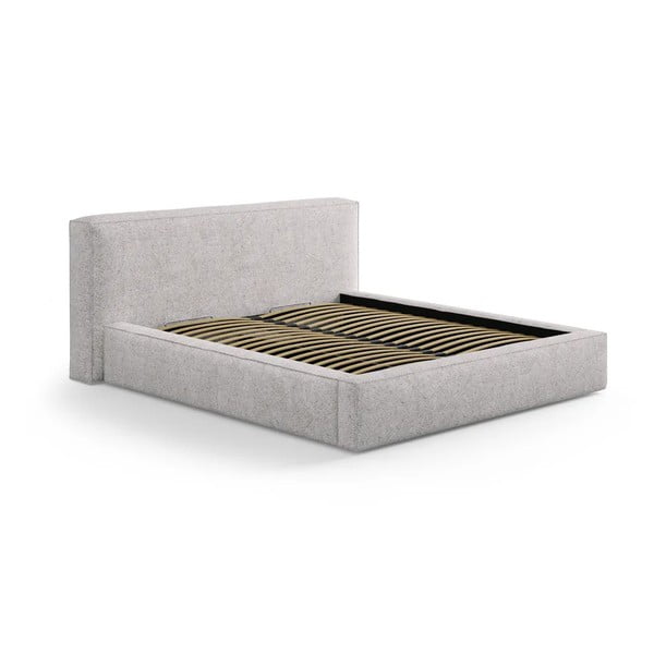 Letto matrimoniale imbottito beige con contenitore con rete inclusa 160x200 cm Simon Olivia – Micadoni 