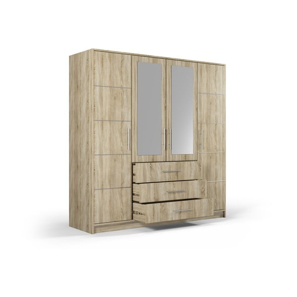 Armadio in rovere con specchio 196x200 cm Derry - Cosmopolitan Design-image-4