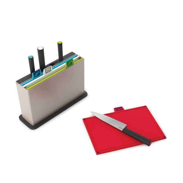 Set di cavalletti grigi con 4 tavole e coltelli Index - Joseph Joseph-image-2