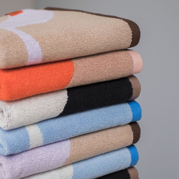 Asciugamani arancio/marrone chiaro in set da 2 in cotone biologico 50x90 cm Nova Arte - Mette Ditmer Denmark-image-4