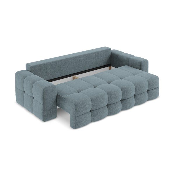 Divano blu allungabile con rivestimento in bouclé 255 cm Milu – Makamii-image-3