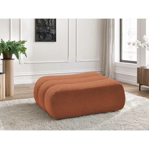 Poggiapiedi arancione con rivestimento in bouclé Azra – Bobochic Paris-image-1