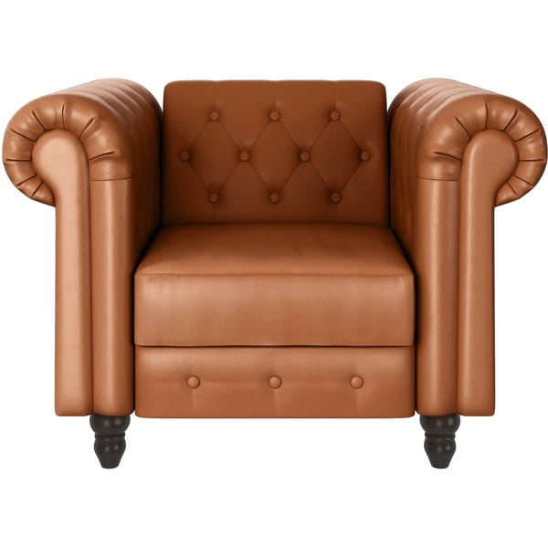 Poltrona chesterfield in similpelle marrone cognac Felix - Støraa