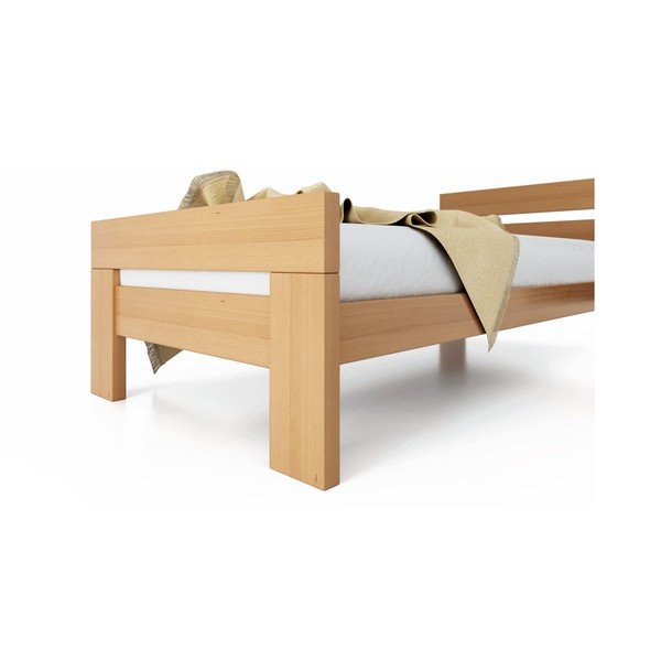 Letto singolo di colore naturale in faggio massiccio con rete inclusa 90x200 cm Fiorentino – B.E.S.-image-4