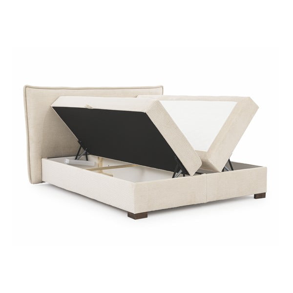 Letto boxspring beige con contenitore 200x200 cm Lysa – Ropez-image-2