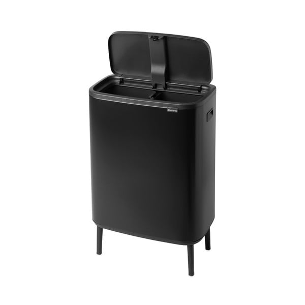 Bidone in acciaio nero opaco touch per raccolta differenziata 60 l Bo Touch Bin Hi - Brabantia